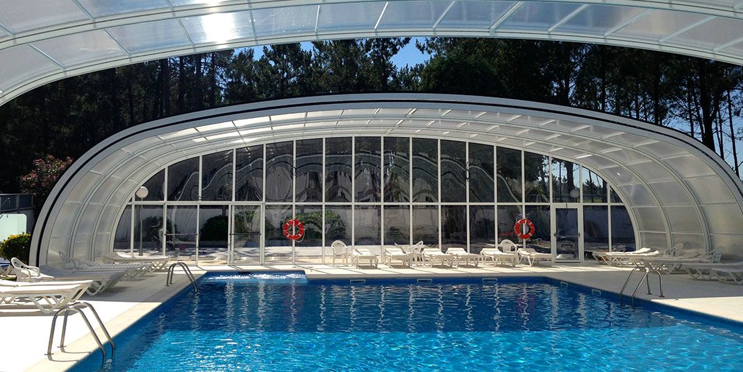 Manufacturers of covers for large swimming pools.